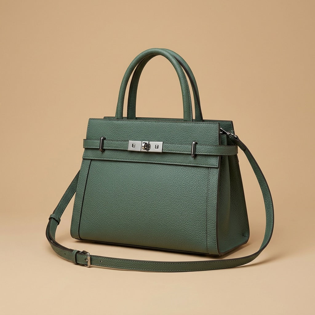 Top Handle Bag with Belted Flap