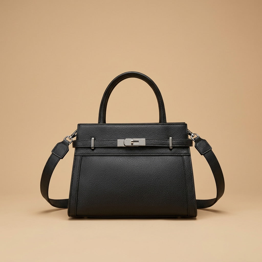 Top Handle Bag with Belted Flap