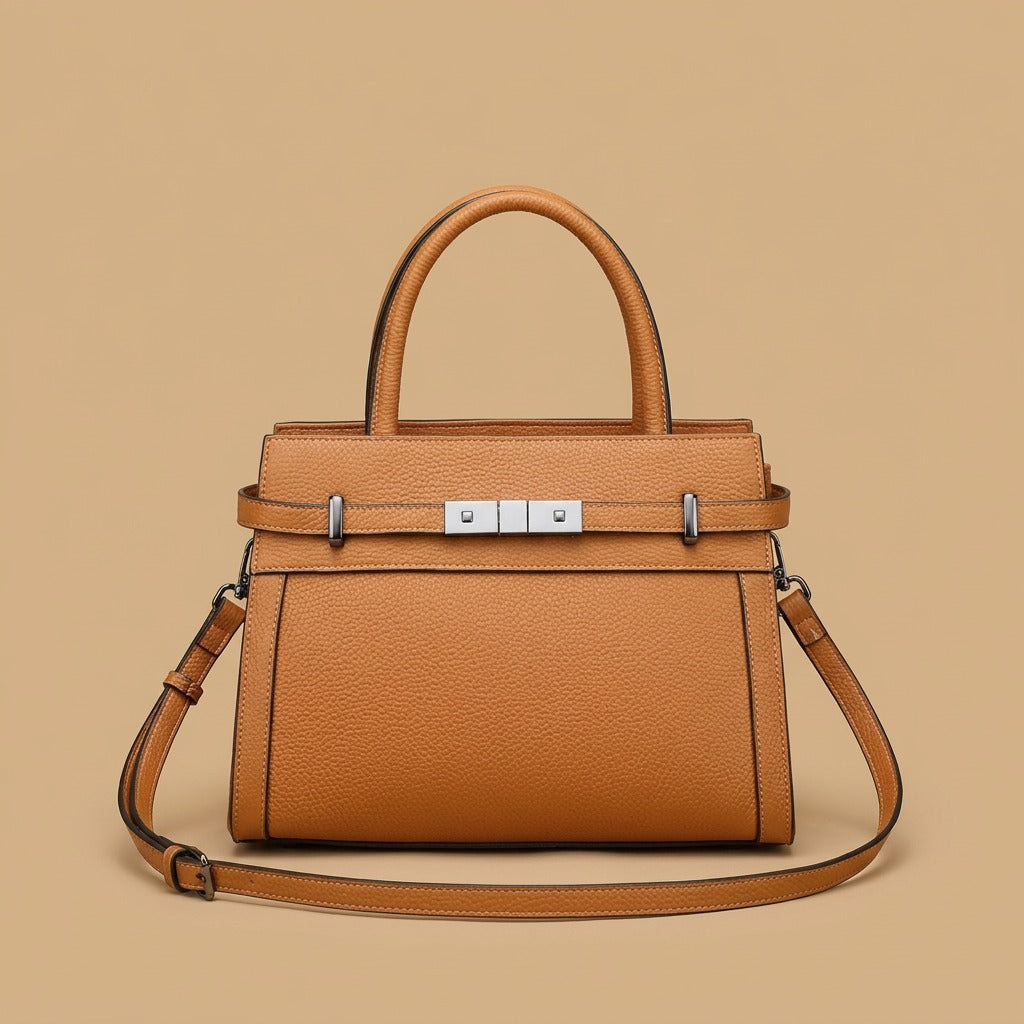 Top Handle Bag with Belted Flap