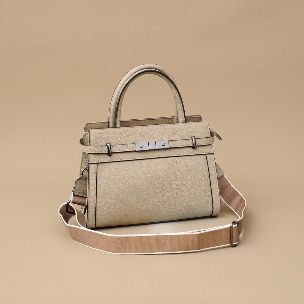 Top Handle Bag with Belted Flap