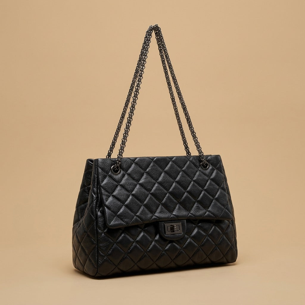 Shoulder Bag with Quilted Chain Straps