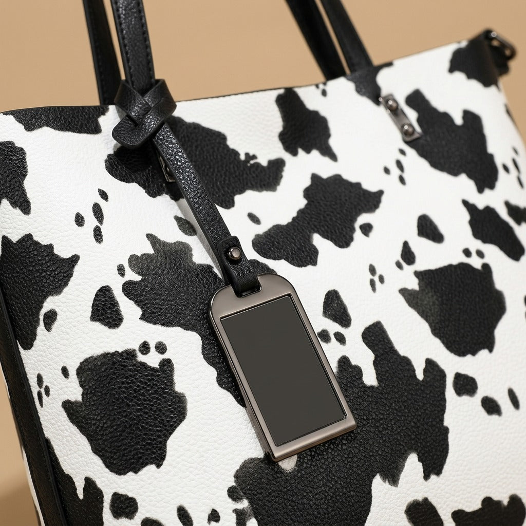 Tote Bag with Cow Print