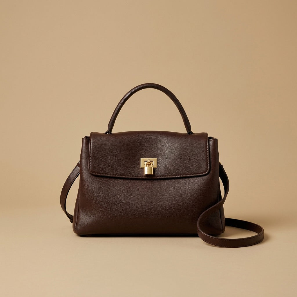 Shoulder Bag with Turn-Lock Clasp