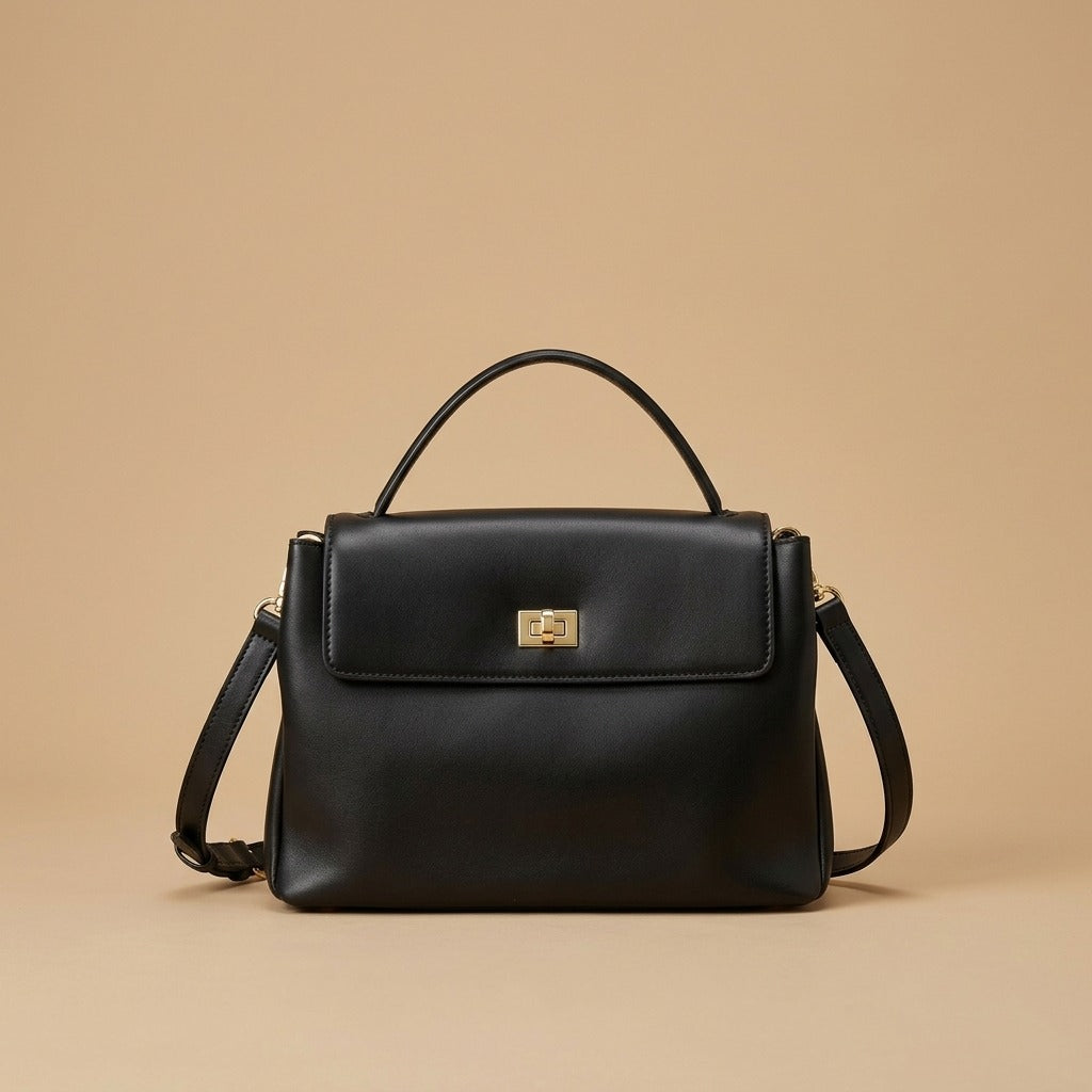 Shoulder Bag with Turn-Lock Clasp