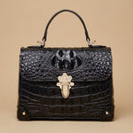 Top Handle Box Bag with Gold Clasp