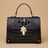 Top Handle Box Bag with Gold Clasp