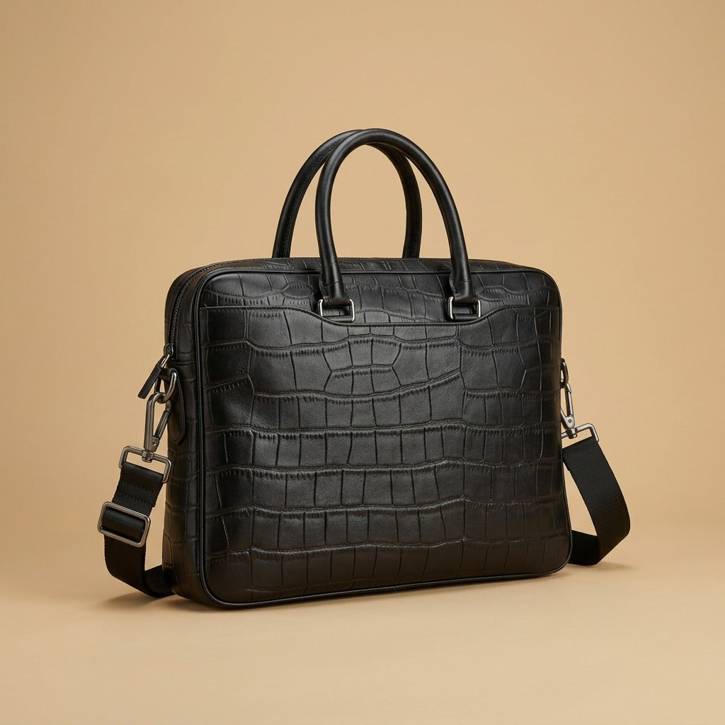 Tote Bag with Crocodile Pattern