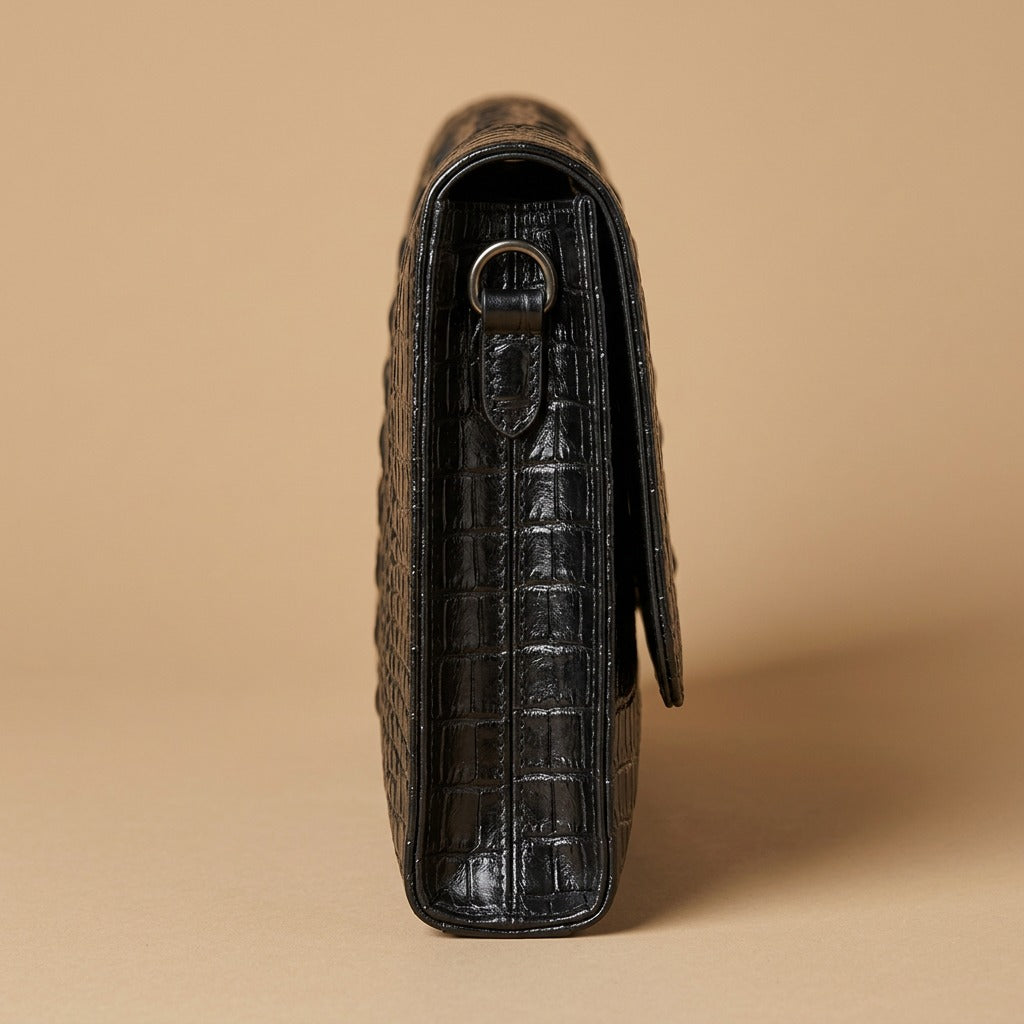 Clutch Bag with Crocodile Texture