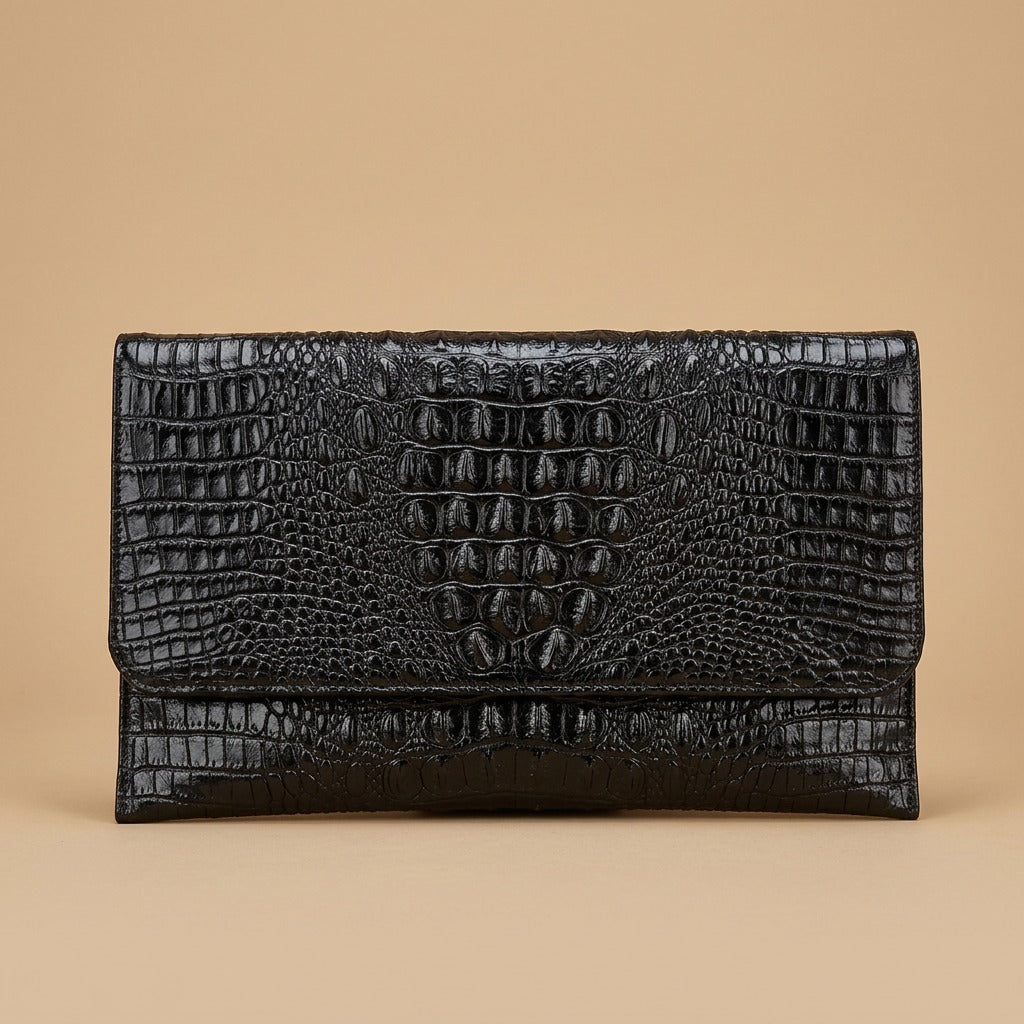Clutch Bag with Crocodile Texture