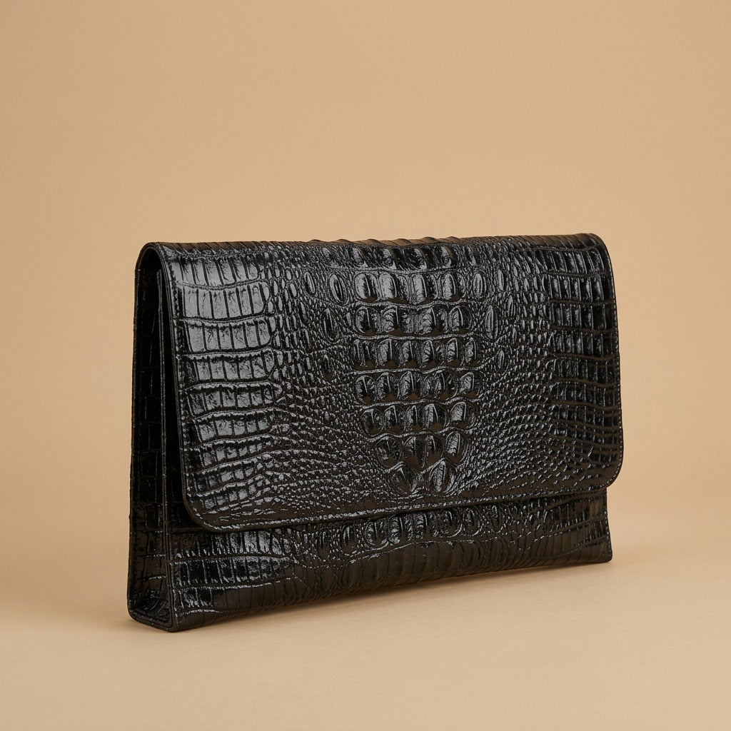 Clutch Bag with Crocodile Texture