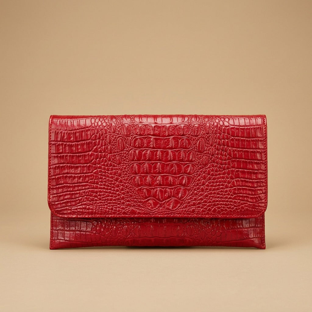 Clutch Bag with Crocodile Texture