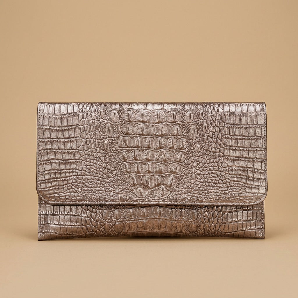 Clutch Bag with Crocodile Texture