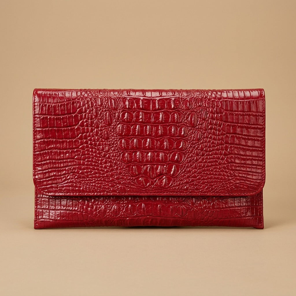 Clutch Bag with Crocodile Texture
