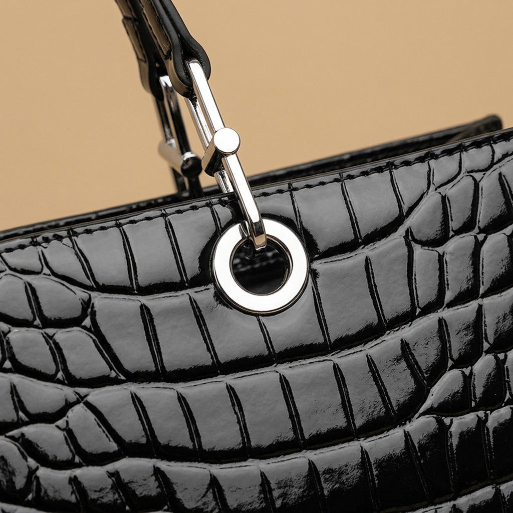 Tote Bag with Crocodile Embossing