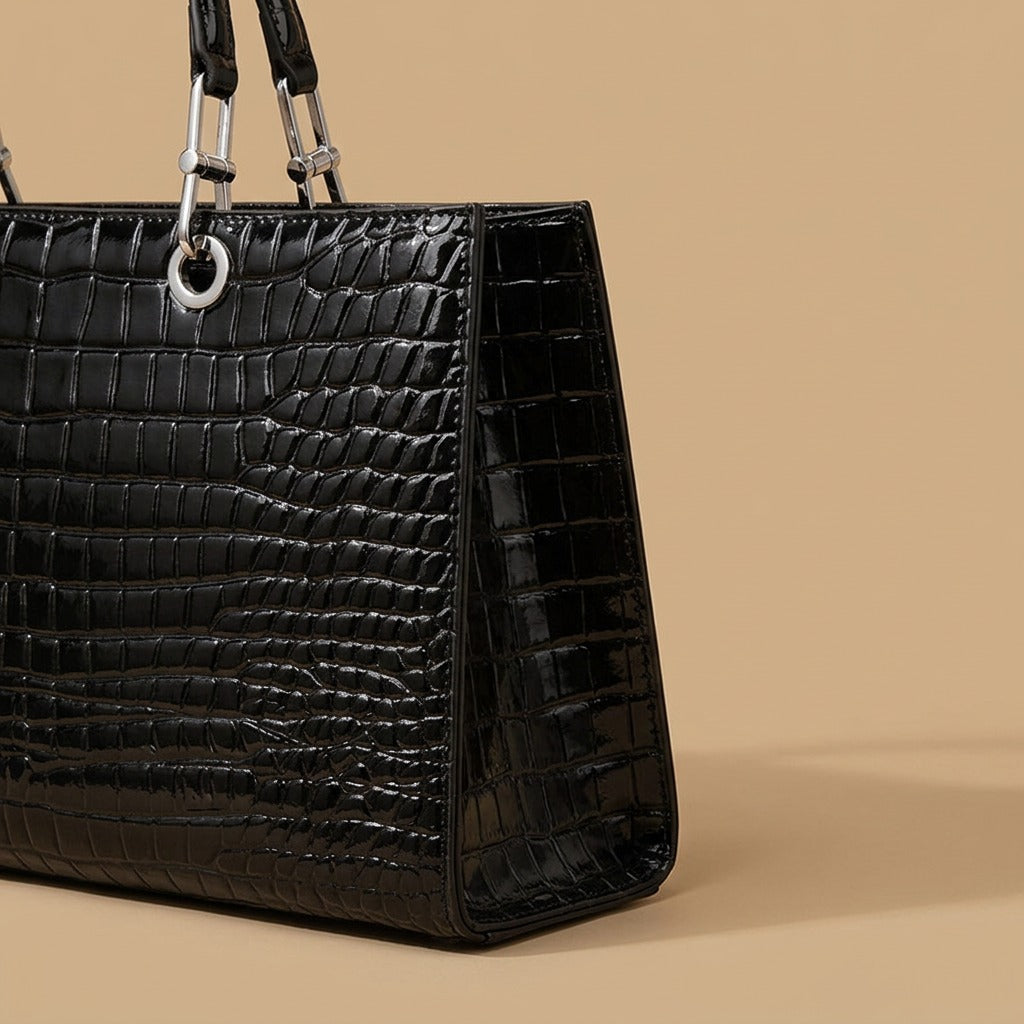 Tote Bag with Crocodile Embossing