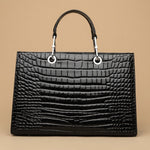 Tote Bag with Crocodile Embossing
