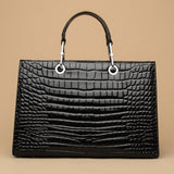 Tote Bag with Crocodile Embossing