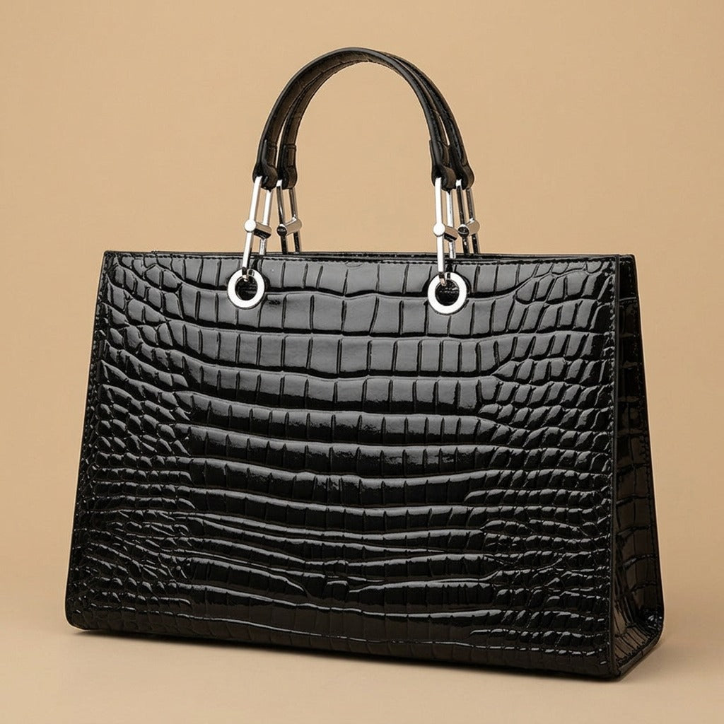 Tote Bag with Crocodile Embossing