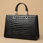 Tote Bag with Crocodile Embossing