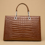 Tote Bag with Crocodile Embossing