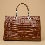 Tote Bag with Crocodile Embossing
