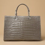 Tote Bag with Crocodile Embossing