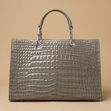 Tote Bag with Crocodile Embossing