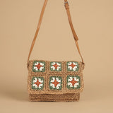 Crossbody Bag with Floral Crochet