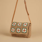 Crossbody Bag with Floral Crochet