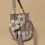 Tote Bag with Floral Crochet