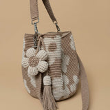 Tote Bag with Floral Crochet