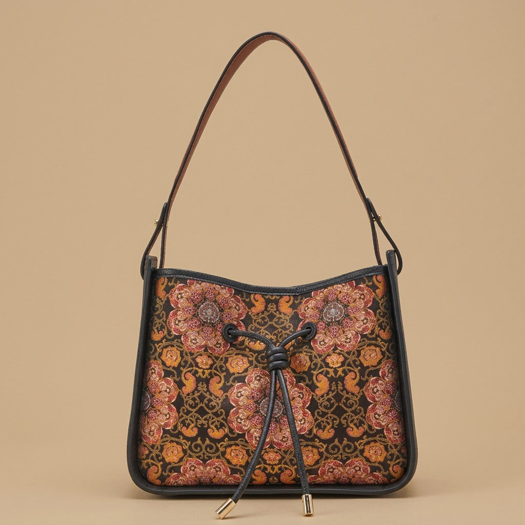 Shoulder Bag with Drawstring Detail