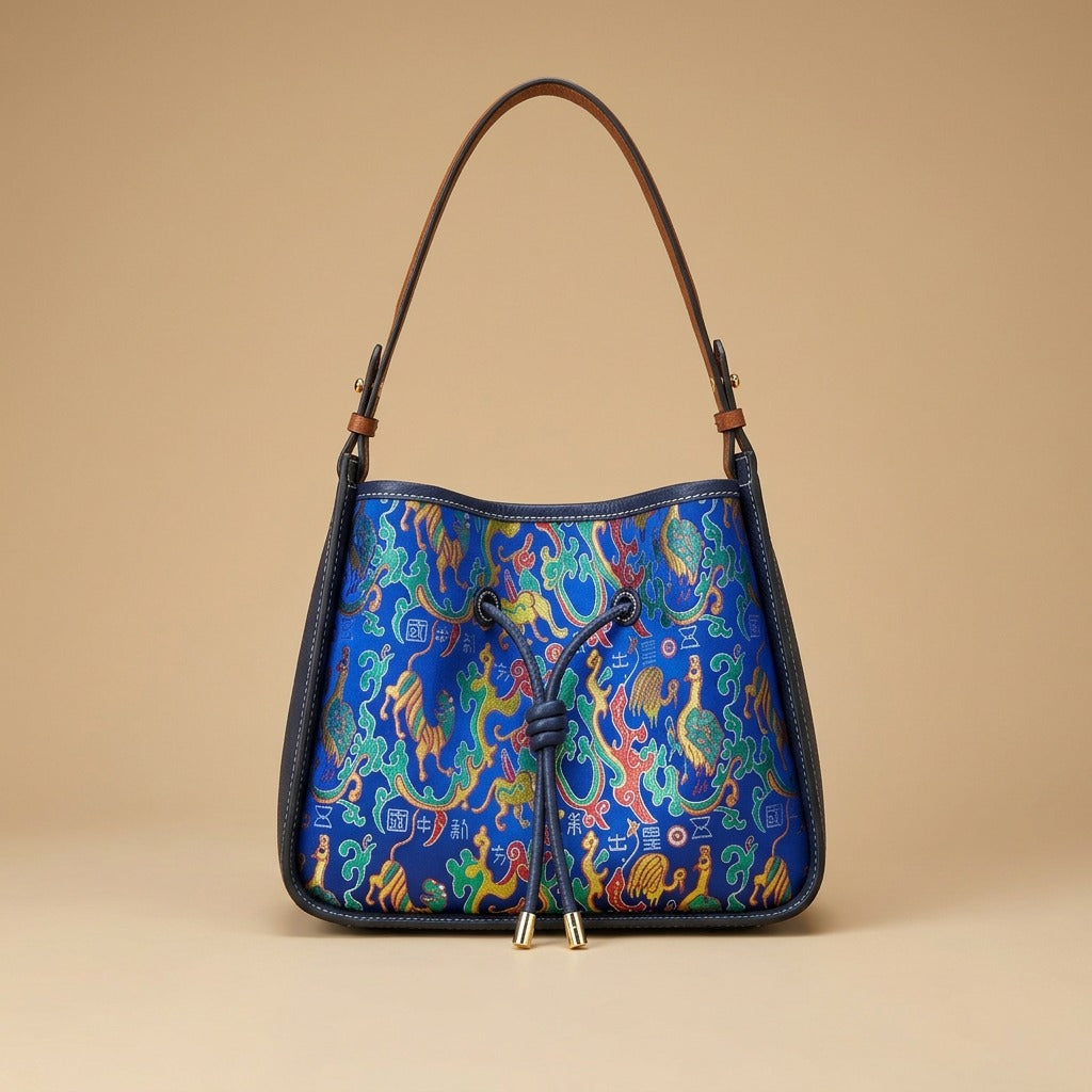 Shoulder Bag with Drawstring Detail