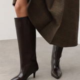 Mona Leather Knee-High Boots - Dark Brown