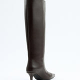 Mona Leather Knee-High Boots - Dark Brown