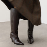 Mona Leather Knee-High Boots - Dark Brown