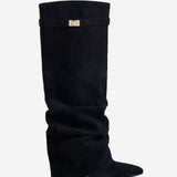 Lavista Slouchy Suede Knee High Boots - Black