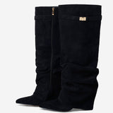 Lavista Slouchy Suede Knee High Boots - Black