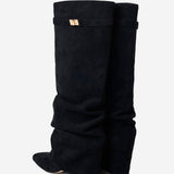Lavista Slouchy Suede Knee High Boots - Black