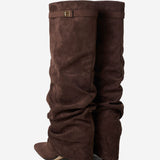 Lavista Slouchy Suede Knee High Boots - Dark Brown