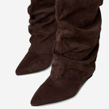 Lavista Slouchy Suede Knee High Boots - Dark Brown
