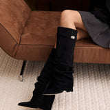 Lavista Slouchy Suede Knee High Boots - Black