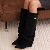 Lavista Slouchy Suede Knee High Boots - Black