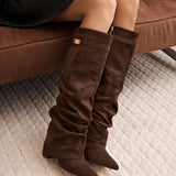 Lavista Slouchy Suede Knee High Boots - Dark Brown
