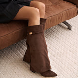 Lavista Suede Knee High Boots - Dark Brown