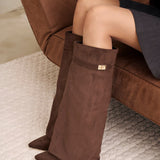 Lavista Suede Knee High Boots - Dark Brown