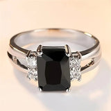 Radiant Square Black Zircon Ring