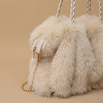 Shoulder Bag with Pleated Fur