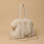 Shoulder Bag with Pleated Fur