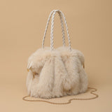 Shoulder Bag with Pleated Fur